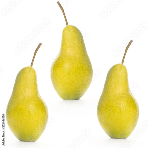 yellow ripe pear on white background