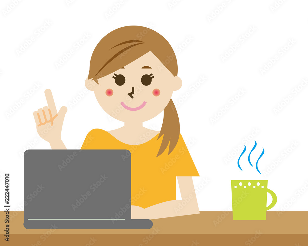 女性 パソコン イラスト 女性 パソコン イラスト