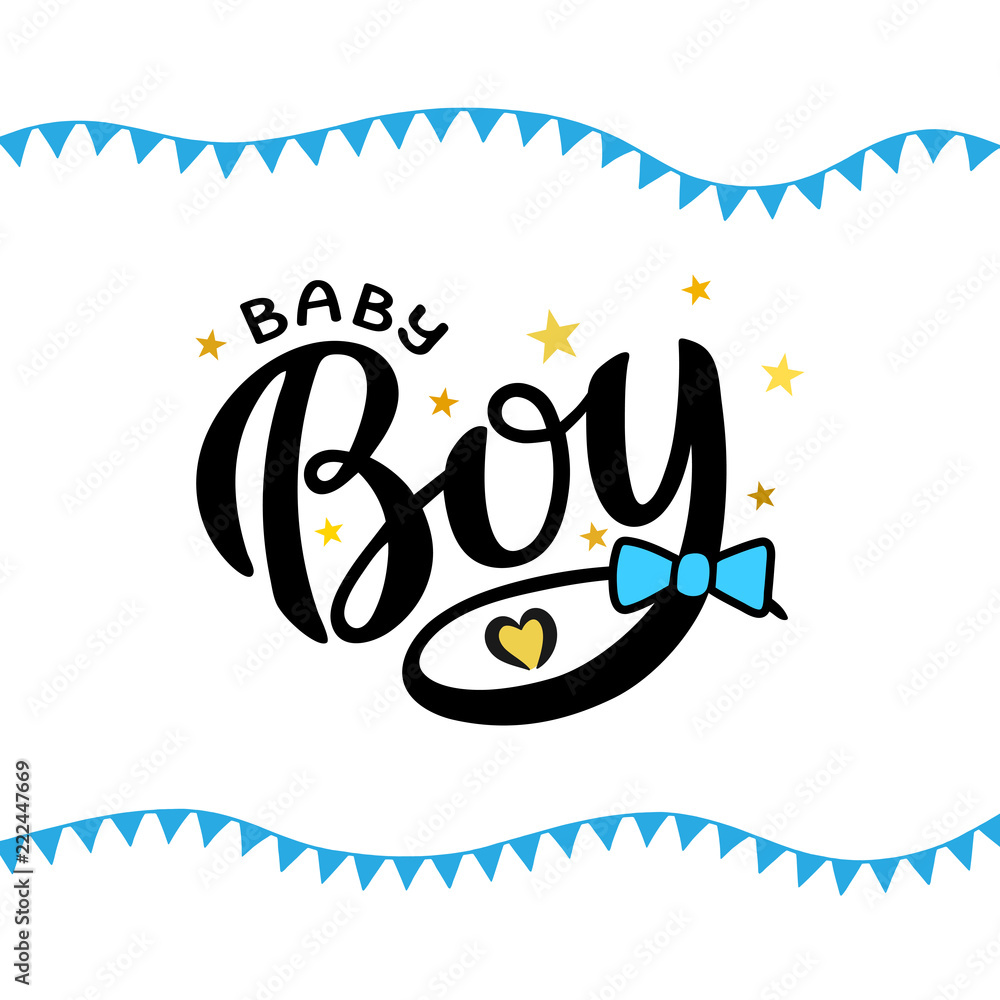 Vector illustration of Baby boy lettering decorated by bow tie ...