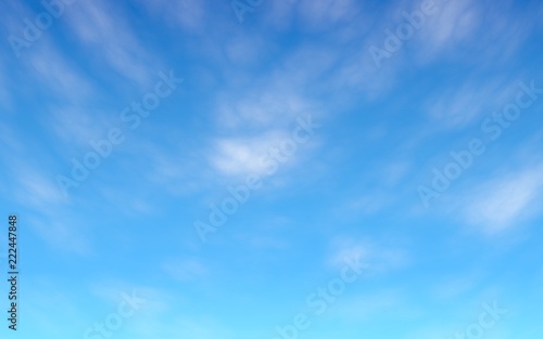 Cumulus white clouds in the clear blue sky in the morning. Blue sky background with white clouds. 3D illustration