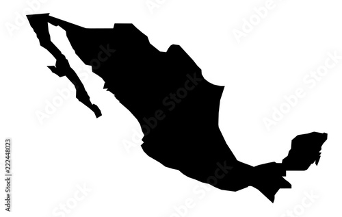 Simple (only sharp corners) map of Mexico vector drawing.