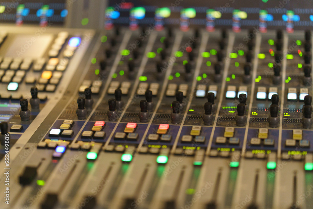 Macro image of the mixing desk