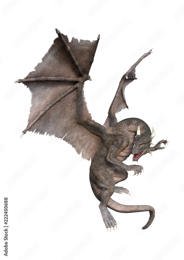3D Rendering Fantasy Dragon on White 3D Rendering Fantasy Dragon on White