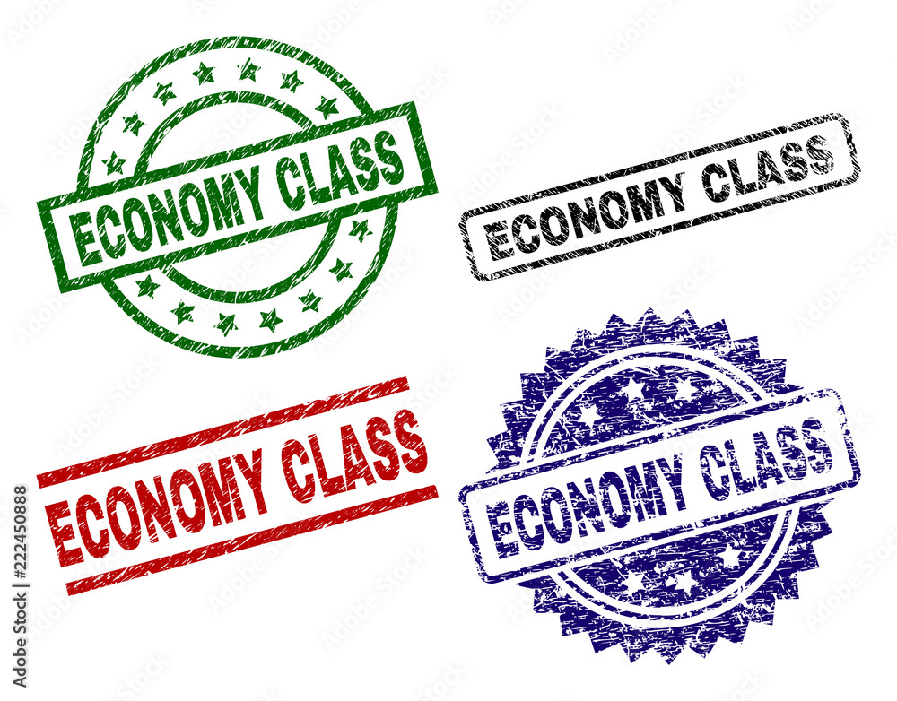 ECONOMY CLASS seal stamps with distress style. Black, green,red,blue vector rubber prints of ECONOMY CLASS label with scratched style. Rubber seals with round, rectangle, medallion shapes. ECONOMY CLASS seal stamps with distress style. Black, green,red,blue vector rubber prints of ECONOMY CLASS label with scratched style. Rubber seals with round, rectangle, medallion shapes.
