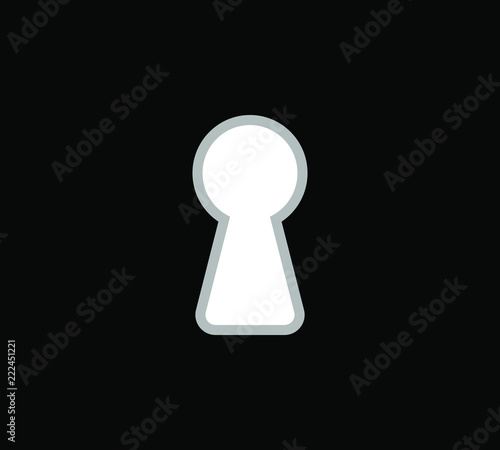 Dark wall with light from keyhole. Keyhole icon or sign on black background. Keyhole flat symbol. Vector illustration