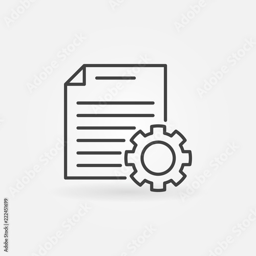 Document settings line icon. Vector Document with gear sign