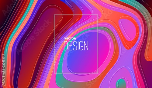 Creative poster design with vibrant gradient liquid shapes. Marbling bright abstract background. Vector modern art illustration. Minimal cover design. Pouring fluid colors