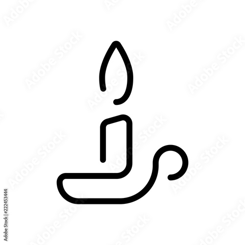 Simple outline candle icon. One line style. Black on white background