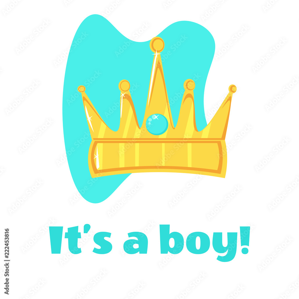 inscription it's a boy and a blue crown on a white background inscription it's a boy and a blue crown on a white background