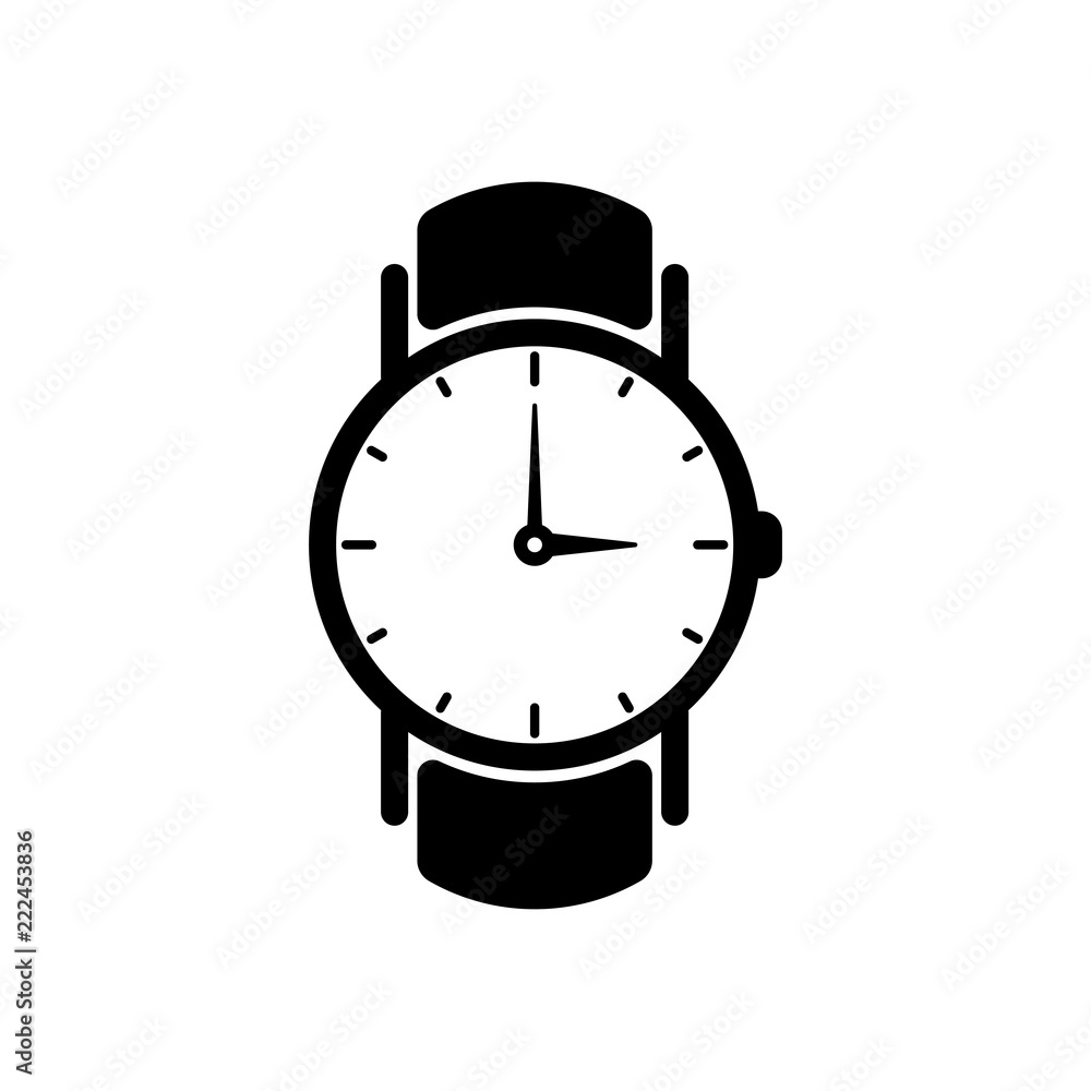 Classic hand watch with arrows, icon. Black on white background Classic hand watch with arrows, icon. Black on white background