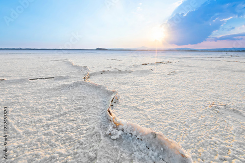 Сracks on the surface of the dried Larnaca salt lake, Cyprus