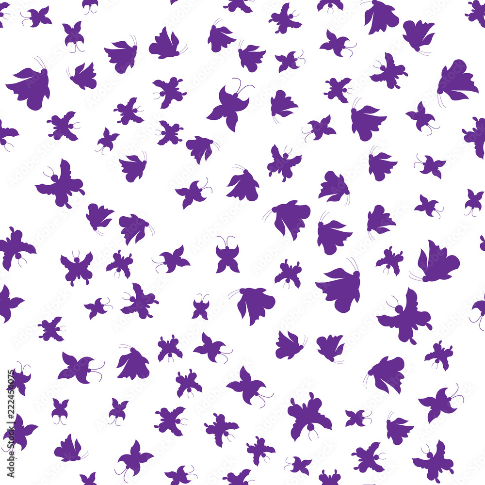 illustration. Silhouettes of purple butterflies. Seamless Pattern illustration. Silhouettes of purple butterflies. Seamless Pattern