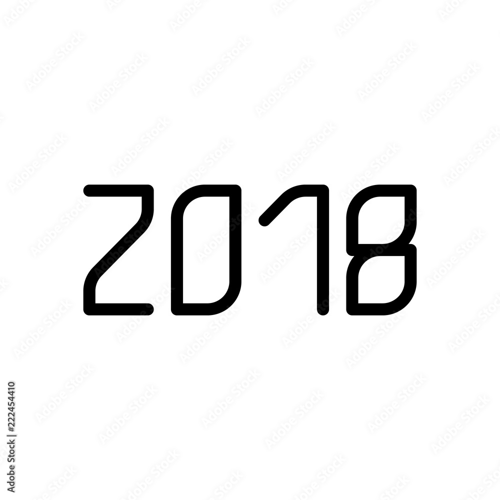 2018 number icon. Happy New Year. Black on white background 2018 number icon. Happy New Year. Black on white background