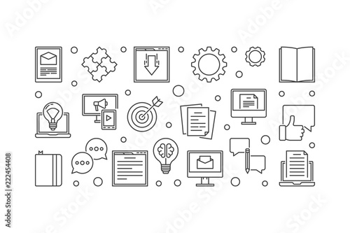 Content outline vector horizontal banner or illustration