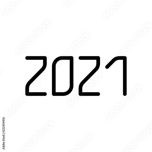 2021 number icon. Happy New Year. Black on white background