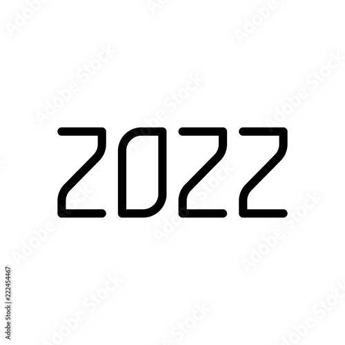 2022 number icon. Happy New Year. Black on white background