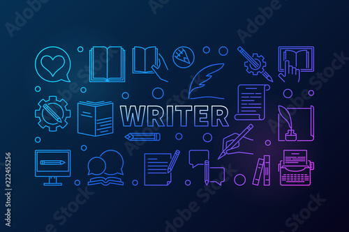 Writer vector creative line horizontal illustration or banner