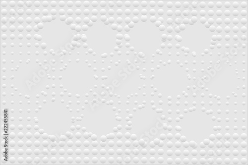 Abstract bumpy surface texture of gradient white and gray round dots. Vector illustration, EPS10. Can be used as background, backdrop, image montage in graphic design, book cover, flyer, brochure, etc
