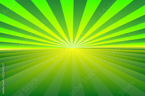 Abstract sunburst pattern, gradient green and yellow ray colors. Vector illustration, EPS10. Geometric pattern. Use as background, backdrop, image montage, mock up template, etc.