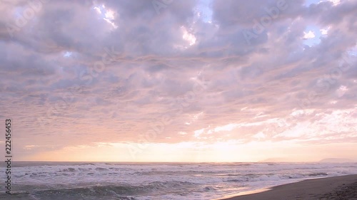 Cloudy seascape view in Viareggio, Tuscany, Italy photo