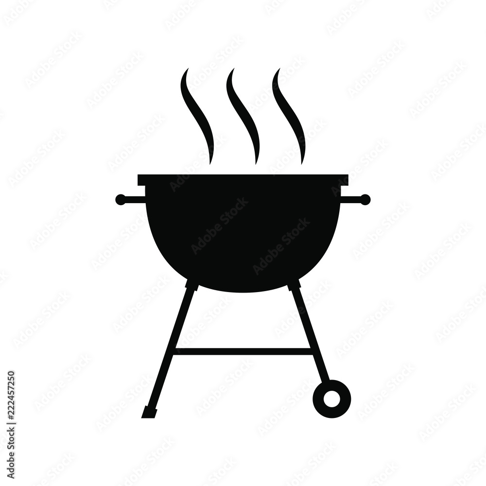 Barbecue elements. BBQ grill icon. BBQ grill isolated black sign on white  background. Symbol BBQ grill party. Vector Stock Vector | Adobe Stock
