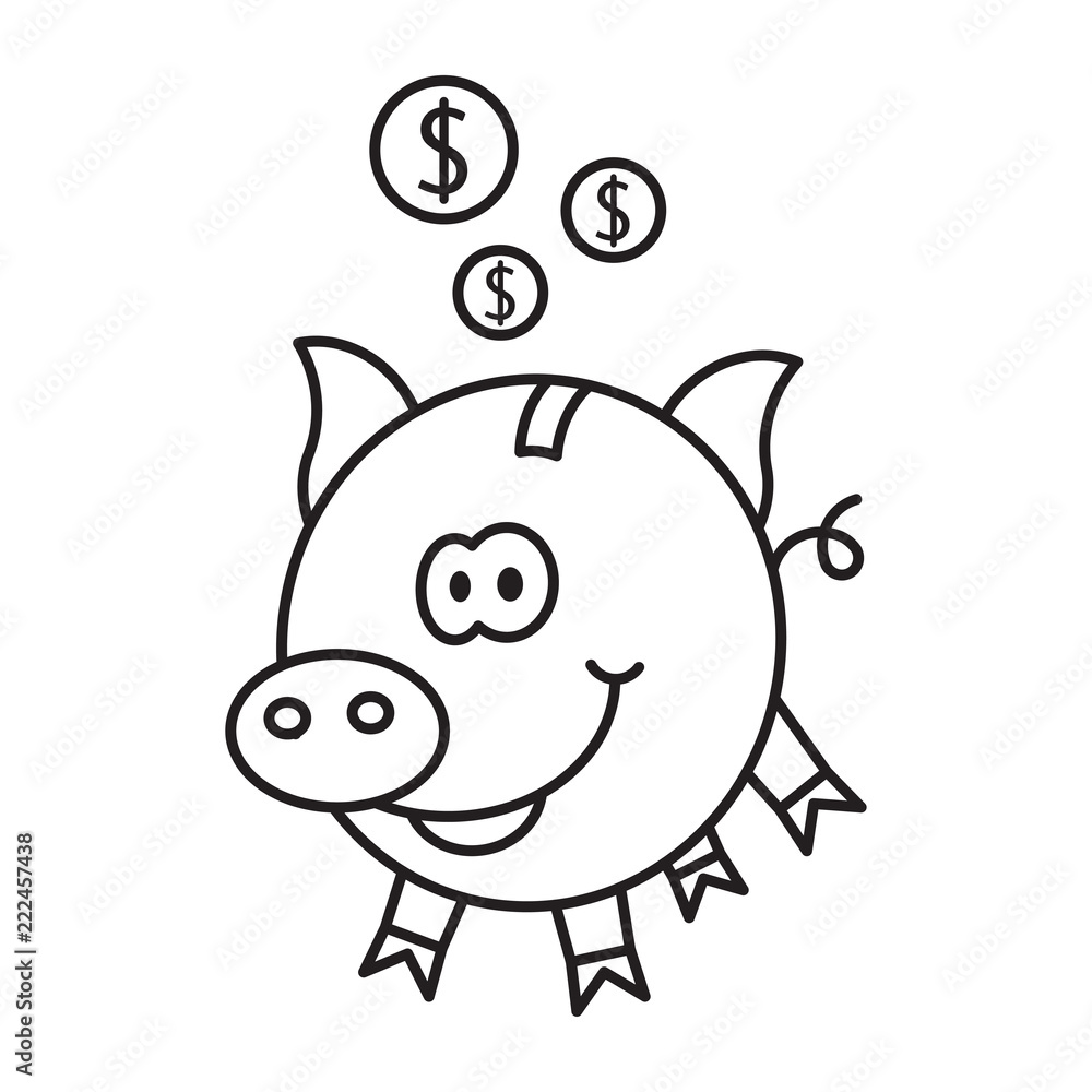 Piggy bank with coins. Stock vector template, easy to use. Piggy bank with coins. Stock vector template, easy to use.