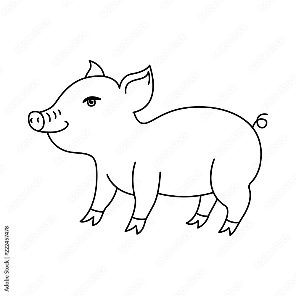 Little funny pig cartoon. Vector illustration for your cute design. Little funny pig cartoon. Vector illustration for your cute design.