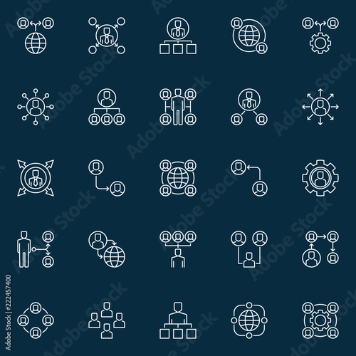 Vector outsourcing outline concept icons or design elements