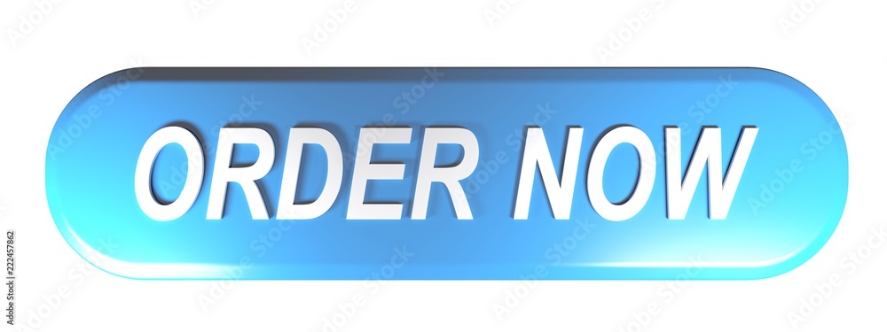 Blue rounded rectangle push button ORDER NOW - 3D rendering Blue rounded rectangle push button ORDER NOW - 3D rendering