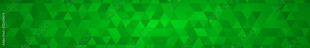 Abstract horizontal banner or background of small triangles in green colors. Abstract horizontal banner or background of small triangles in green colors.