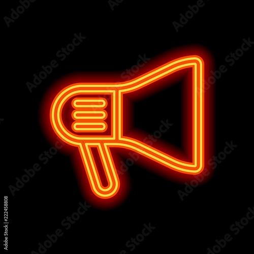 mouthpiece icon. Orange neon style on black background. Light ic
