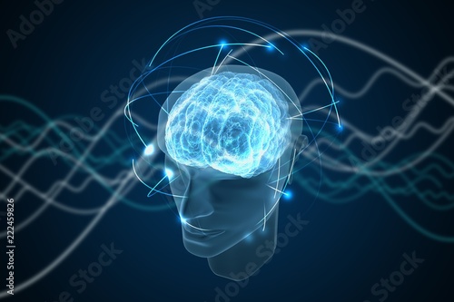 Foto Consciousness, metaphysics or artificial intelligence concept