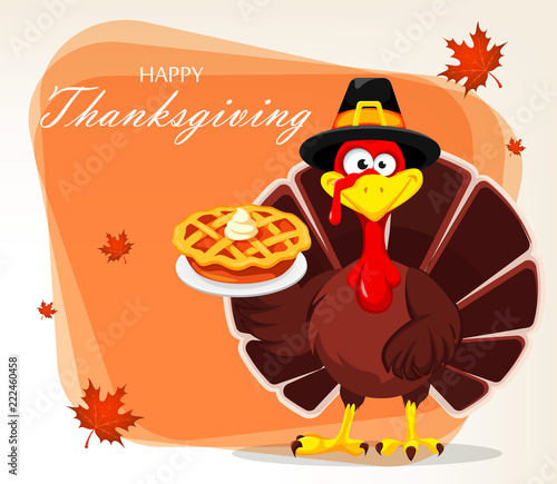 Thanksgiving greeting card with a turkey bird