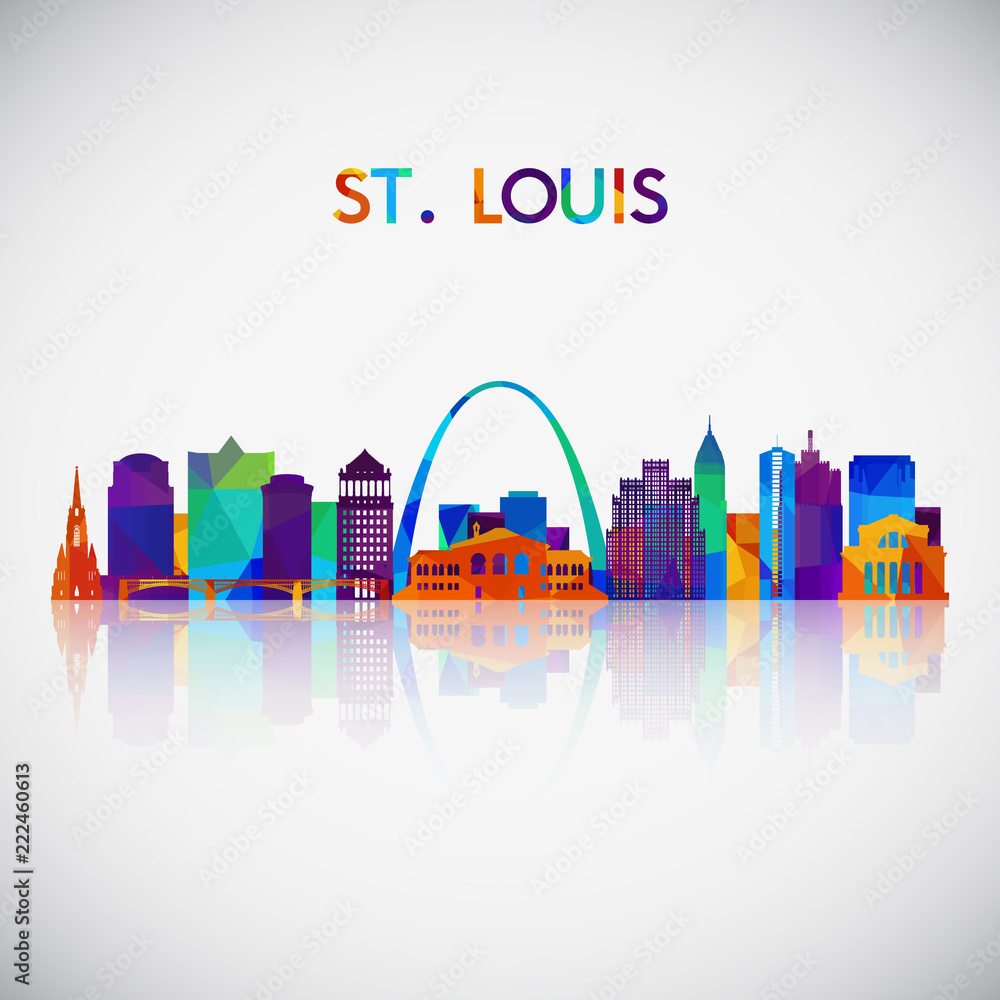 St.Louis skyline silhouette in colorful geometric style. Symbol for your design. Vector illustration.