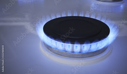 Blue flame from gas burner. 3D rendered illustration.