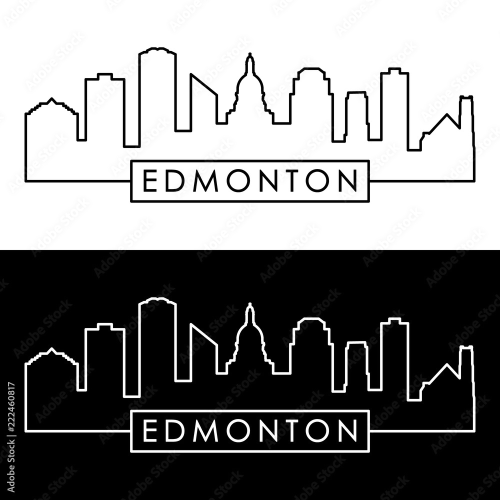 Edmonton skyline. Linear style. Editable vector file.