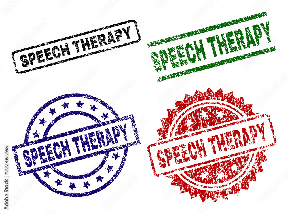 SPEECH THERAPY seal prints with corroded style. Black, green,red,blue vector rubber prints of SPEECH THERAPY title with retro style. Rubber seals with round, rectangle, rosette shapes. SPEECH THERAPY seal prints with corroded style. Black, green,red,blue vector rubber prints of SPEECH THERAPY title with retro style. Rubber seals with round, rectangle, rosette shapes.