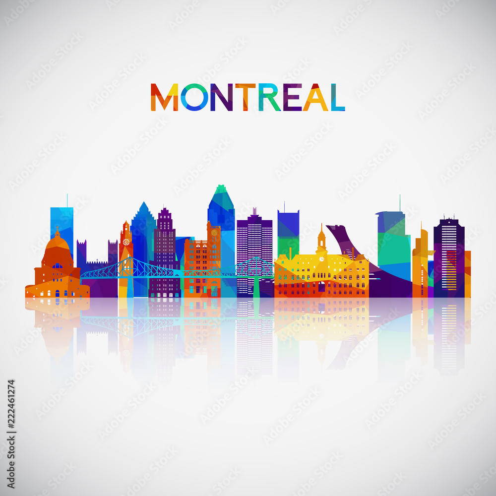 Montreal skyline silhouette in colorful geometric style. Symbol for your design. Vector illustration.