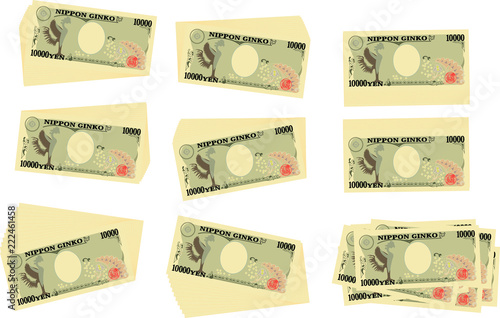 Bunch of Back side of Japan's 10000 yen note set