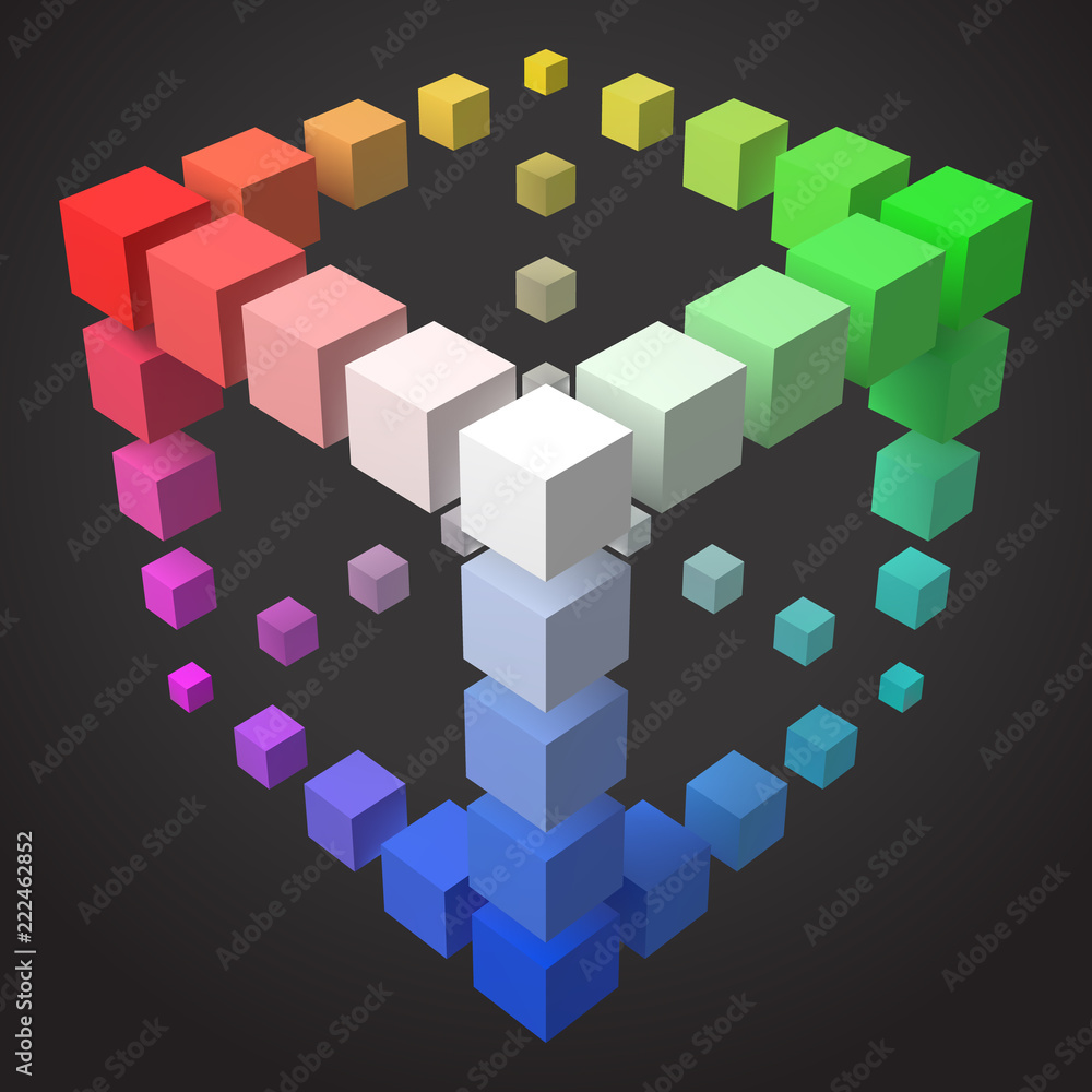 Naklejka premium Sześcienna konstrukcja w stylu 3D z kostkami.