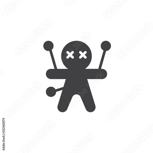 Voodoo doll vector icon. filled flat sign for mobile concept and web design. halloween doll simple solid icon. Black magic symbol, logo illustration. Pixel perfect vector graphics