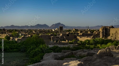 Time lapse Meybod Castle sunset, Iran photo