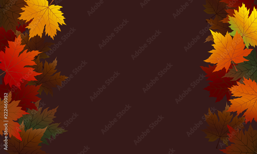 Autumn maple leaves on brown background with copy space vector illustration Autumn maple leaves on brown background with copy space vector illustration