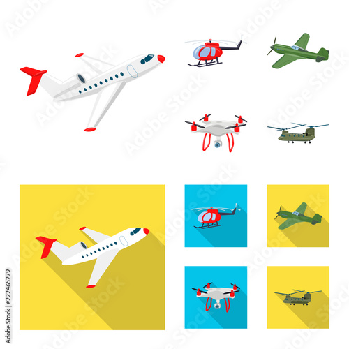Isolated object of plane and transport symbol. Collection of plane and sky vector icon for stock.