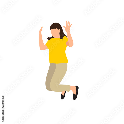 flat style girl jumping