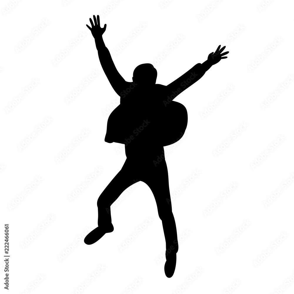 vector, isolated, silhouette man jumping