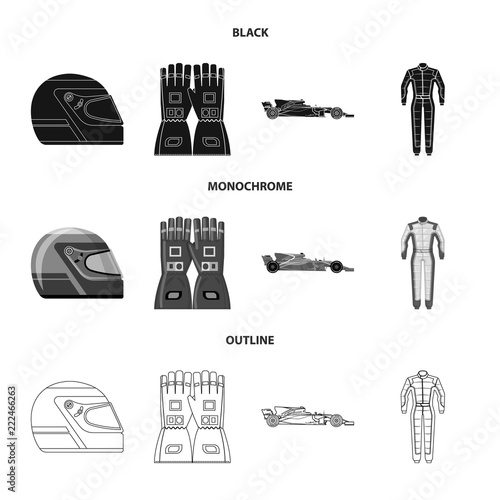Vector illustration of car and rally logo. Set of car and race vector icon for stock.