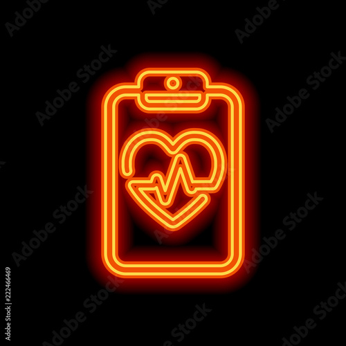 Medical clipboard. Tablet, paper, heart and pulse line. Cardiolo