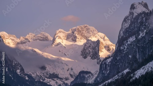 Dramatic sunset at the Hoher Dachstein photo