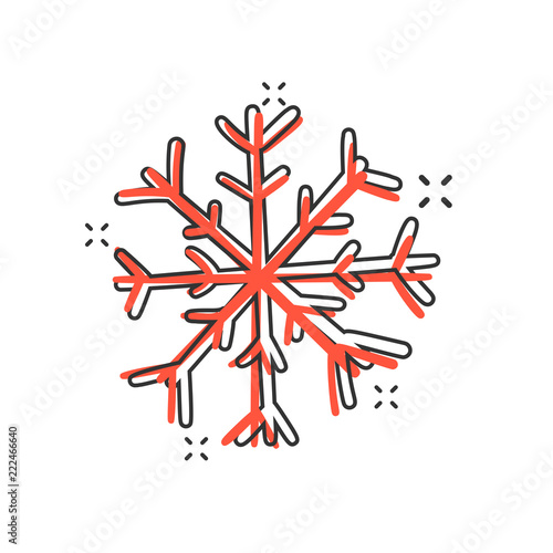 Vector cartoon hand drawn snowflake icon in comic style. Snow flake sketch doodle illustration pictogram. Handdrawn winter christmas business splash effect concept.